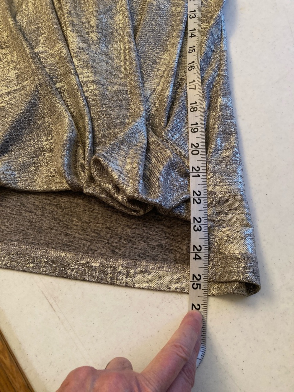 Anthropologie Metallic Taupe-Silver Draped Sleeveless Tank - Picture 7 of 7